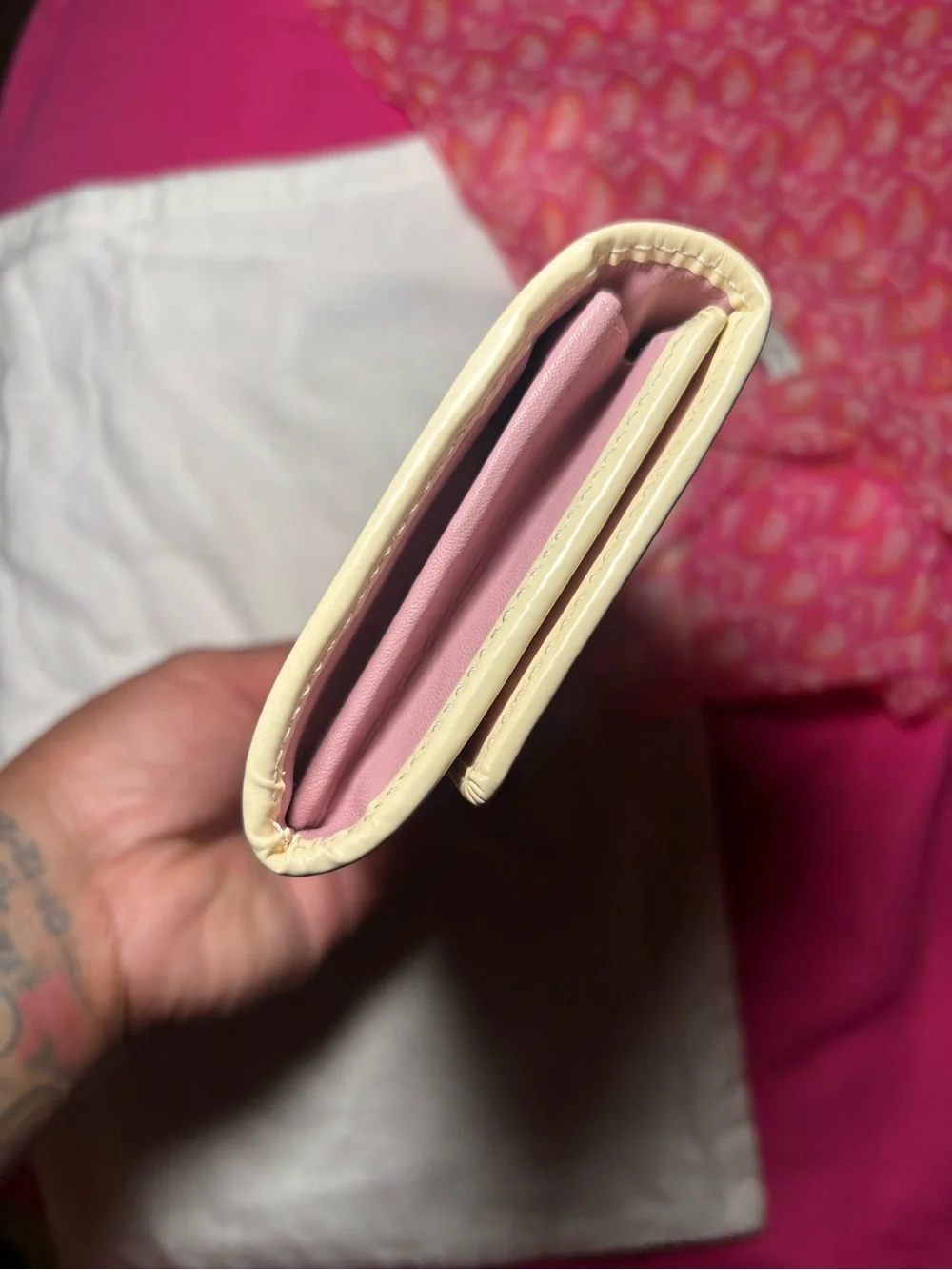 Dior Pink Oblique Trifold Wallet with Cream Trim .vintage Dior scarf